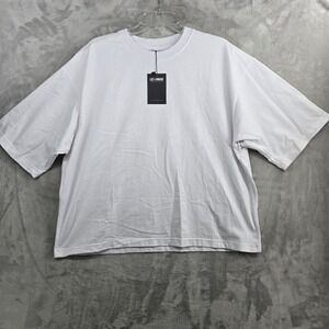 LINW LOST in NOWHERE Mens White Oversized Cropped tee T Shirt  XL Handmade